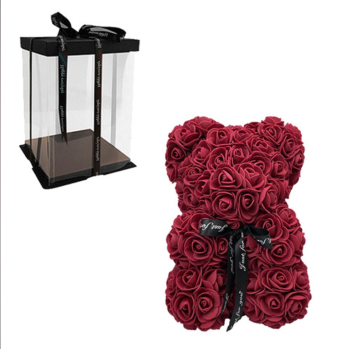 Beauty And The Beast Small Teddy Bear Bordo Roses